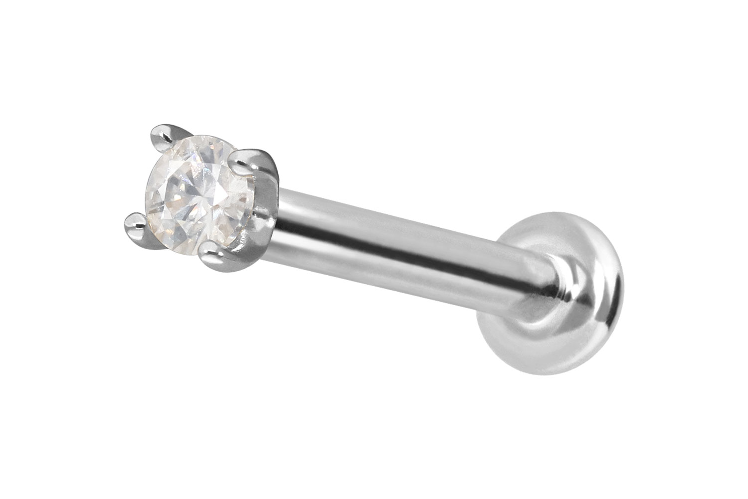 14 Karat Gold Labret Piercing mit Push Fit MOISSANIT